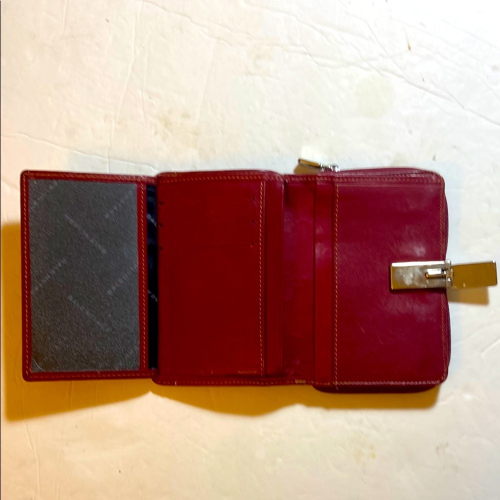 VTG Balenciaga Paris Cherry Red Leather Bifold Walllet Snap Zipper Closures - Picture 4 of 11